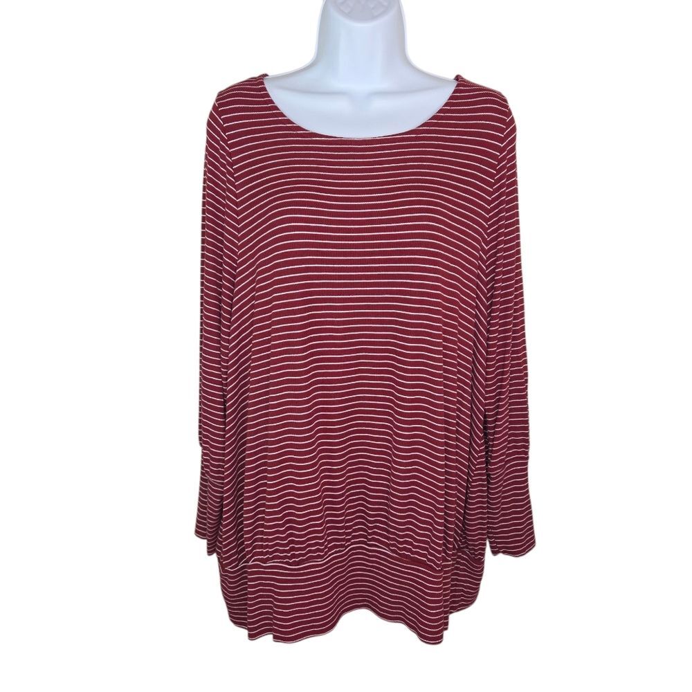 Lane Bryant Plus Size Striped Blouson Long Sleeve Top Size 18/20